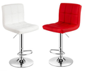 Stylish Chrome Base Bar Stools - Set of 2 - Red