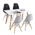 Modern 5 Piece Dining Table & Wooden Leg Chair Set
