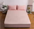 Dream World 3 Pieces Velvet Fitted Sheet Queen Size with 2 Pillow Cases - Pink
