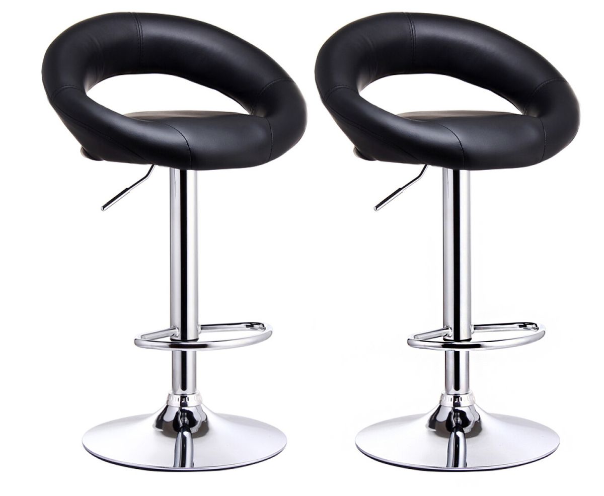 Leather Plush Bar Stools - Set of Two