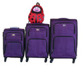 3-Piece Purple Spinner Luggage Set with Red Ladybug Kids Backpack