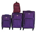 3-Piece Purple Spinner Luggage Set with Red Travel Backpack