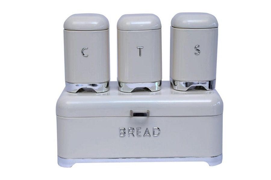 GB Royal Tea Coffee Sugar and Bread Bin Set - Cream