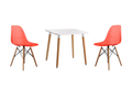 Transparent Color Wooden Leg Chair and Square Table Set - Red