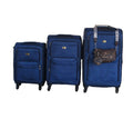 3-Piece Navy Spinner Suitcase Set with Matching Brown Crossbody Bag