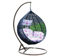 Hanging Patio / Garden / Balcony Swing Chairs - Floral White Cushions - Black, Brown