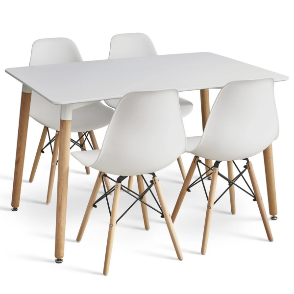 5 Piece square Table and Wooden Leg Chairs
