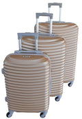 3 Piece Hard Outer Shell Lightweight Luggage Set - Gold