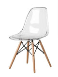 Clear Eames Chair with Wood Legs