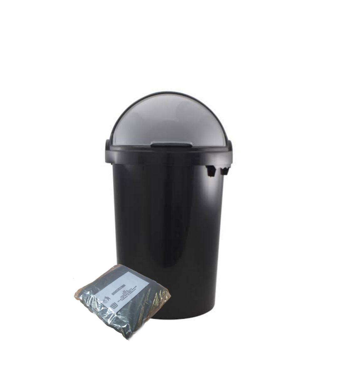 Flip-Top Dustbin & IYWA Refuse Bag Pack Of 20 – Black - L