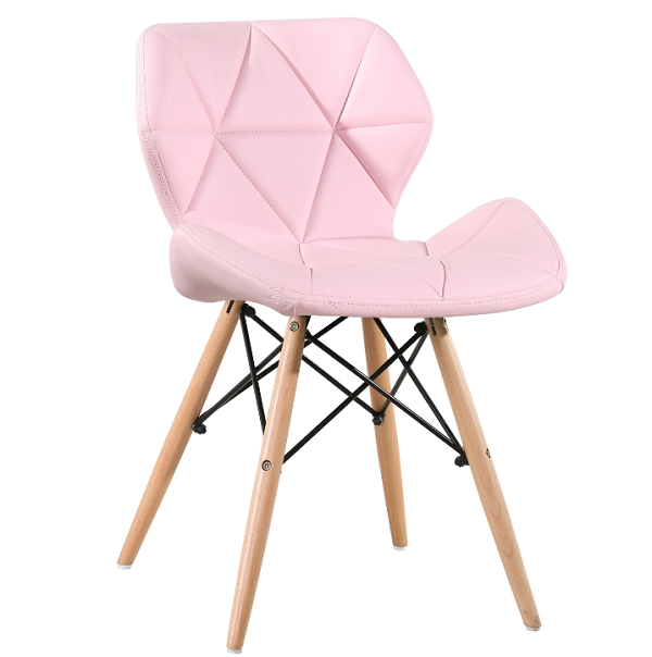 Bright Diamond Padded chairs with wooden legs - Pink