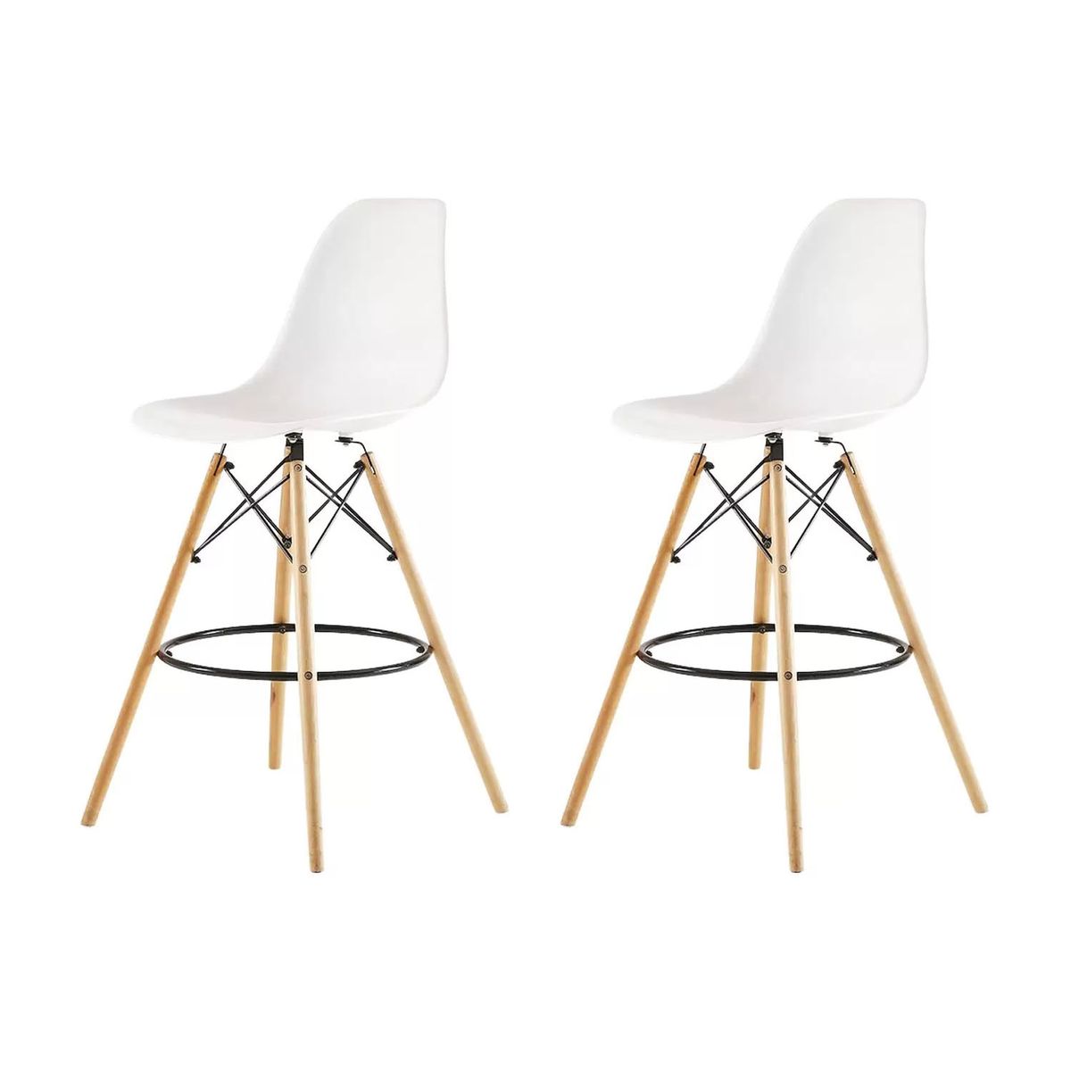 Modern Eiffel-Style Counter Bar Stools - Set of 2 - 25.5" - White