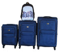 3-Piece Navy Fabric Spinner Luggage Set with Buffalo Wildlife Backpack