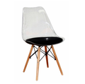 Transparent Padded Wooden Leg Chair - Black