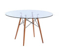 Glass Table with Wooden Legs