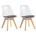 2 Pieces of Scandinavian Transparent Padded Seat Elk Dining Chairs Set - Black