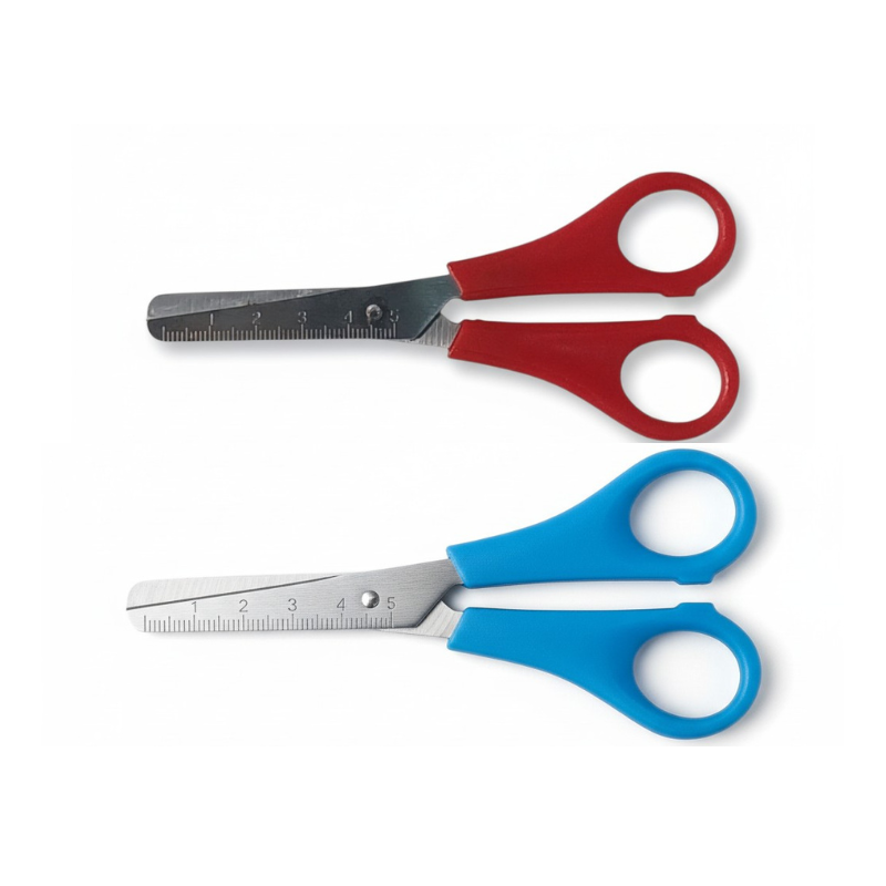 MT Kids Safety Scissors - School Scissors with Ruler Blade - 2 Pack - Red, Blue