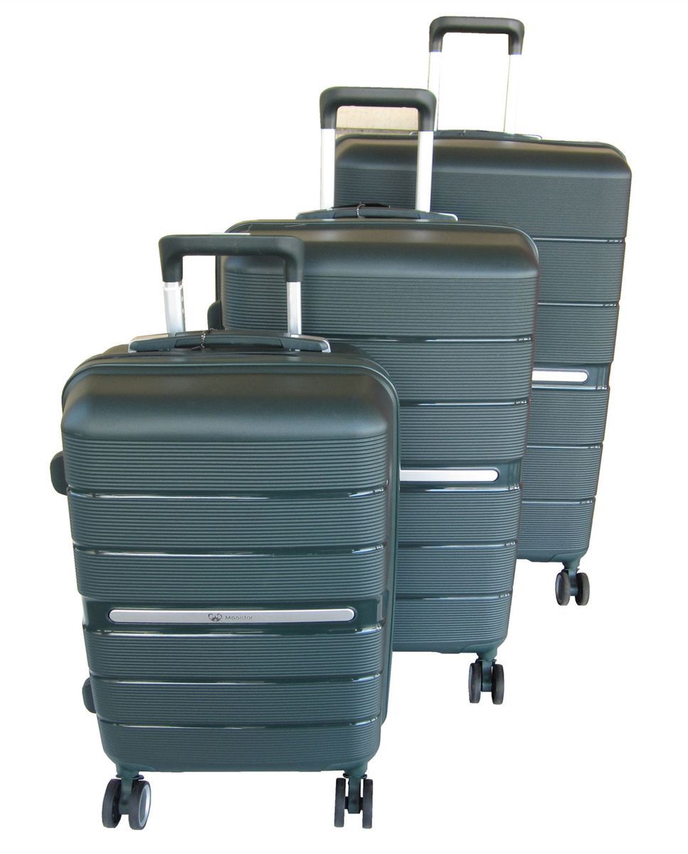 Mooistar Unbreakable Travel Luggage 3 Piece Suitcases Spinner - Dark Green