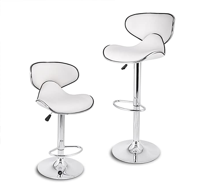 Bar Stools / Kitchen Counter Breakfast Chairs - 2 Pack - White