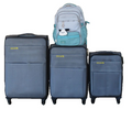 Galaxia 3-Piece Grey Spinner Suitcase Set with Two-Tone Travel Backpack