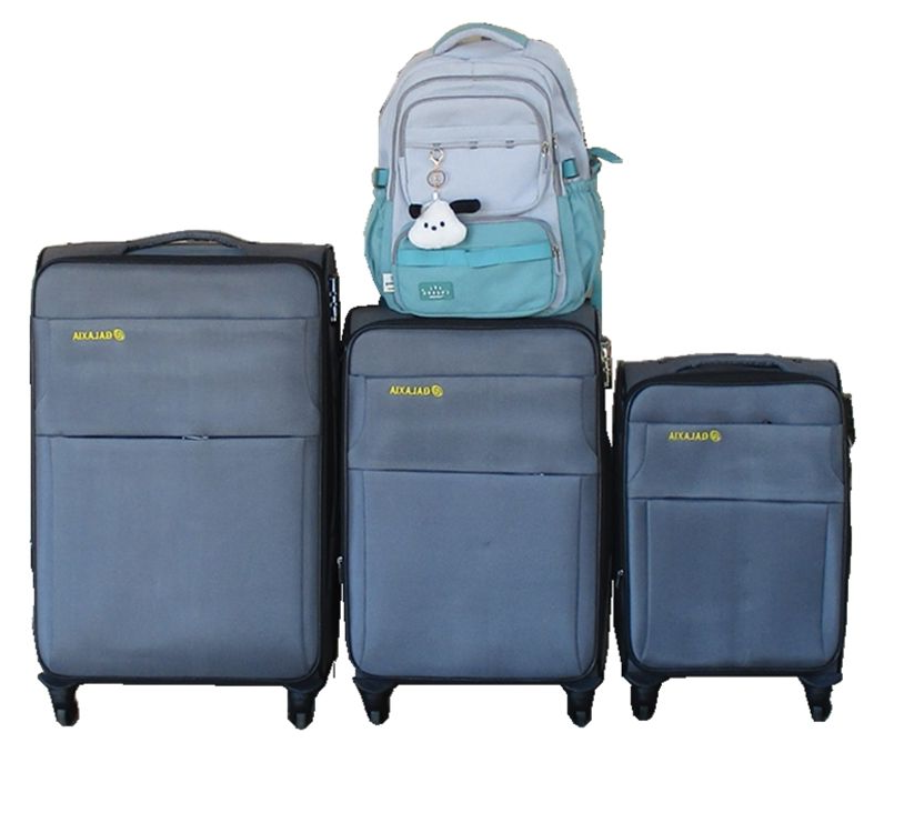 Galaxia 3-Piece Grey Spinner Suitcase Set with Two-Tone Travel Backpack