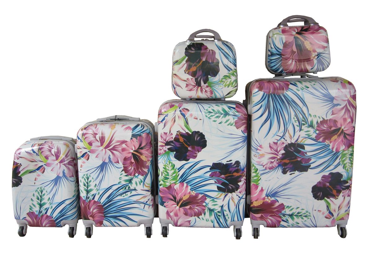 Luxury PC Travel Luggage - 6 Piece - Flowers