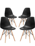 Global 4 Piece Wood Legs Chairs - Black