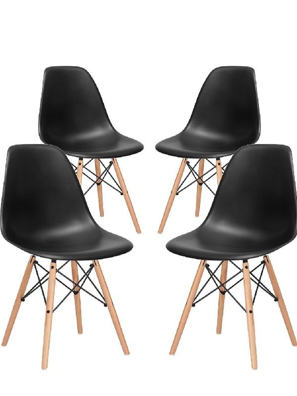 Global 4 Piece Wood Legs Chairs - Black