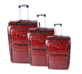 Stylish Luggage Bag Set of 3 PU Leather Travel Suitcases - Red