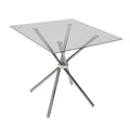 SMTE Modern Tempered Glass Dining Table with Chrome Starburst Legs - HAHP