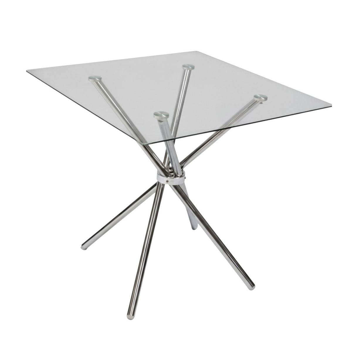 SMTE Modern Tempered Glass Dining Table with Chrome Starburst Legs - HAHP