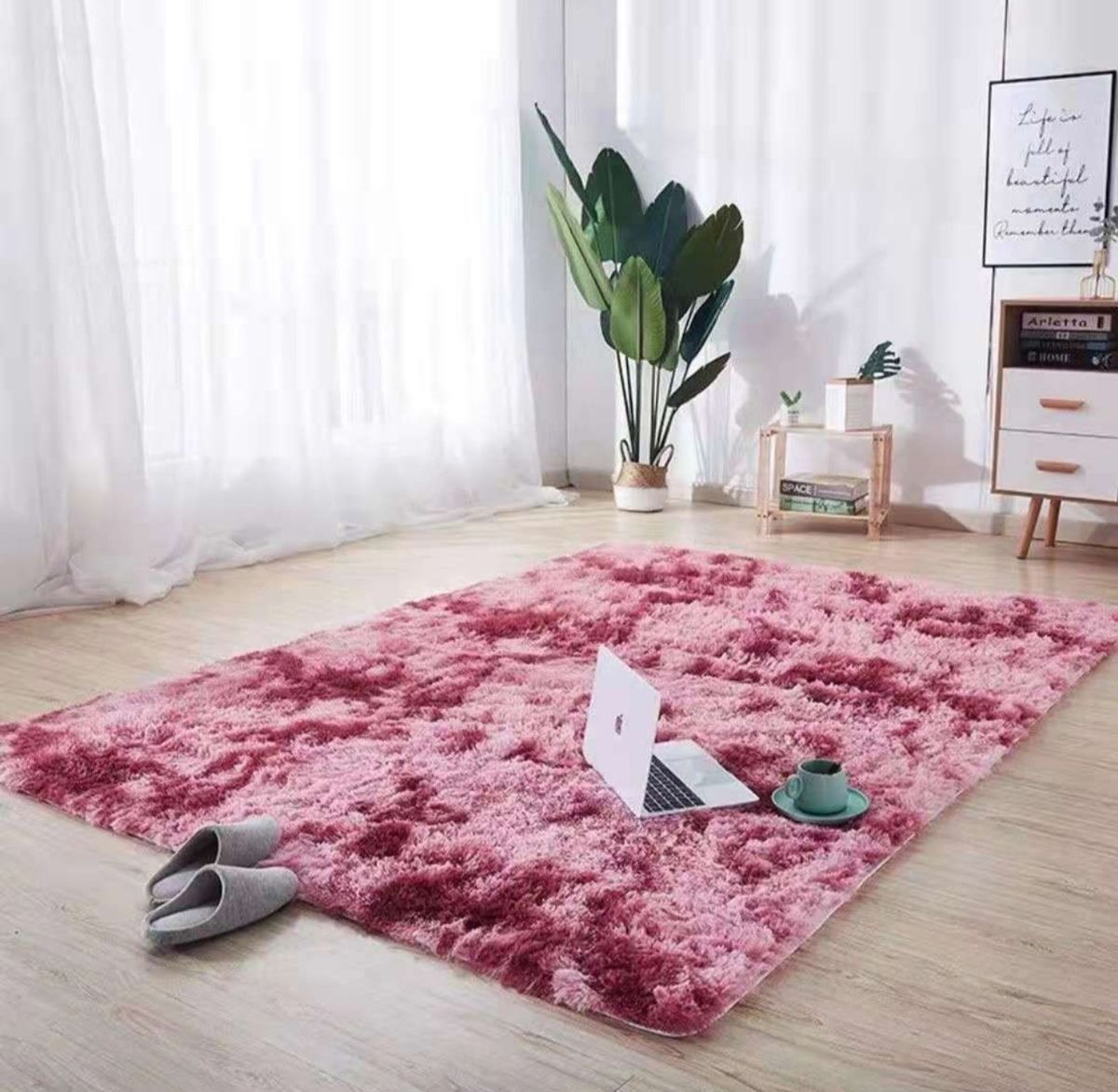 Large Premium Fluffy Carpet/Rug - 200 x 150 cm - Cherry Mix