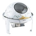 SMTE - HH Round Chafing Dish with Glass Window Lid Marble - White