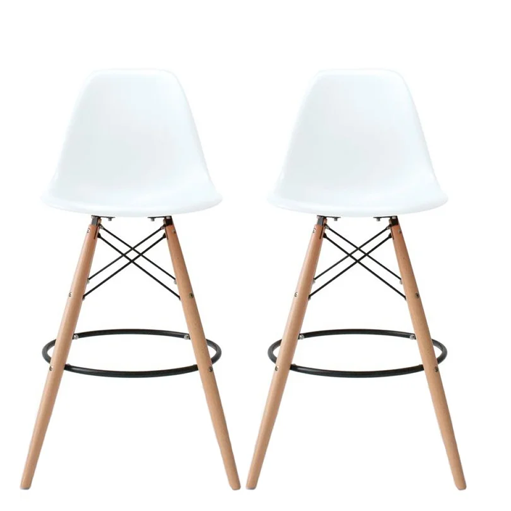 2 Set Of Wood Leg Dining Chairs - White