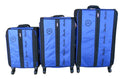Trolley 3 Piece Travel Luggage Spinner - Rainproof Silk -  Blue