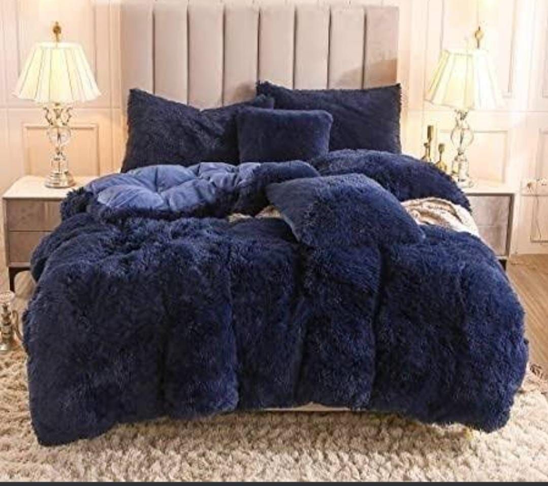 3 pcs Fluffy Warm Comforters - Blue