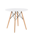 Round top Wooden Leg Coffee/Dinning Table - White