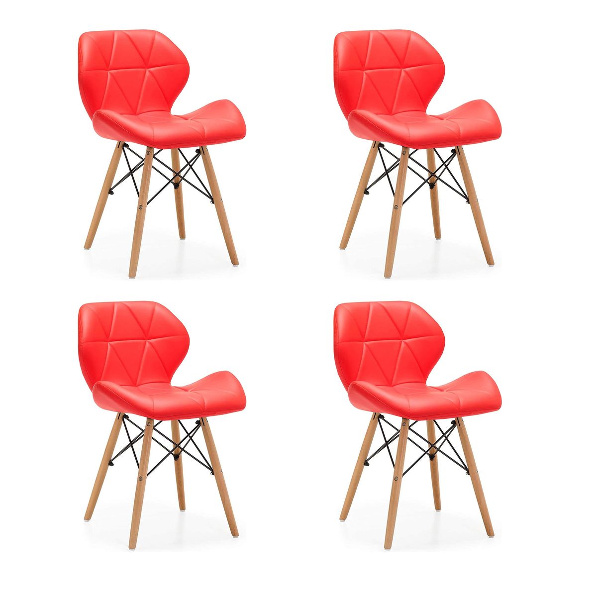 4 Piece Of Multifunctional Scandinavian Butterfly Design Ergonomic Chair Set - Red