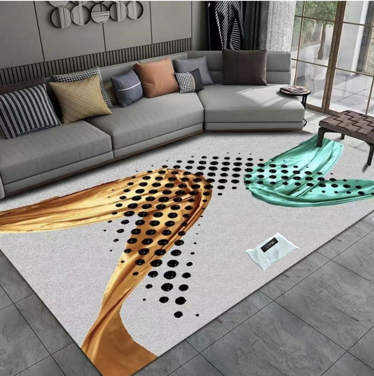 200cm by 150cm - Modern 3D Design Area TI Rug & Complementary IYWA Tieback