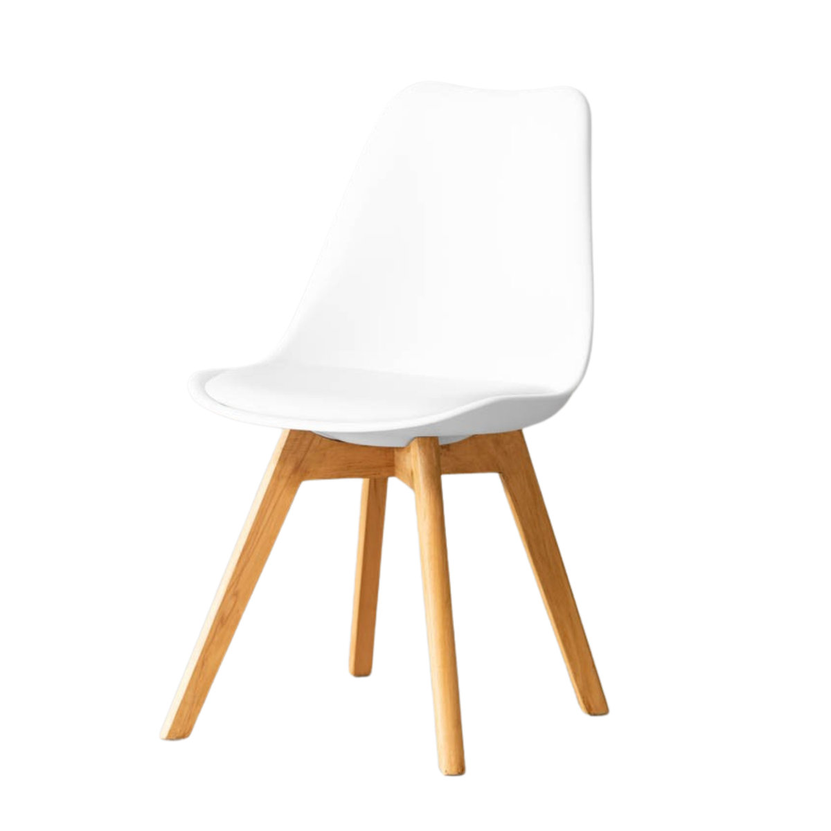 SMTE Modern Padded Shell Dining Chair with Solid Wood Legs S-A305 - White