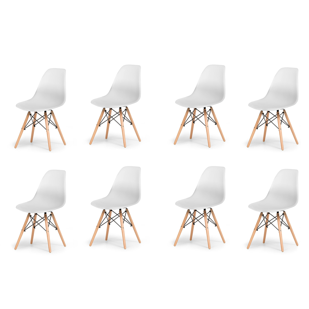 Stylish Nordic Design Eames Chairs Furniture Set - White - 8 Piece