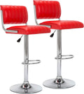 2pcs Kitchen Bar Stools with Chrome Base - Red