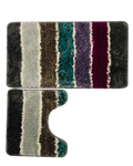 2 Piece Bathroom Mat Fluffy Brown & Grey Steps