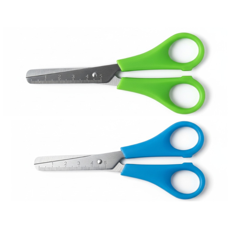 MT Kids Safety Scissors - School Scissors with Ruler Blade - 2 Pack - Blue, Green