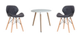 3 Piece Pre-Assembled Black Padded Dining Chairs & Wooden Leg Table