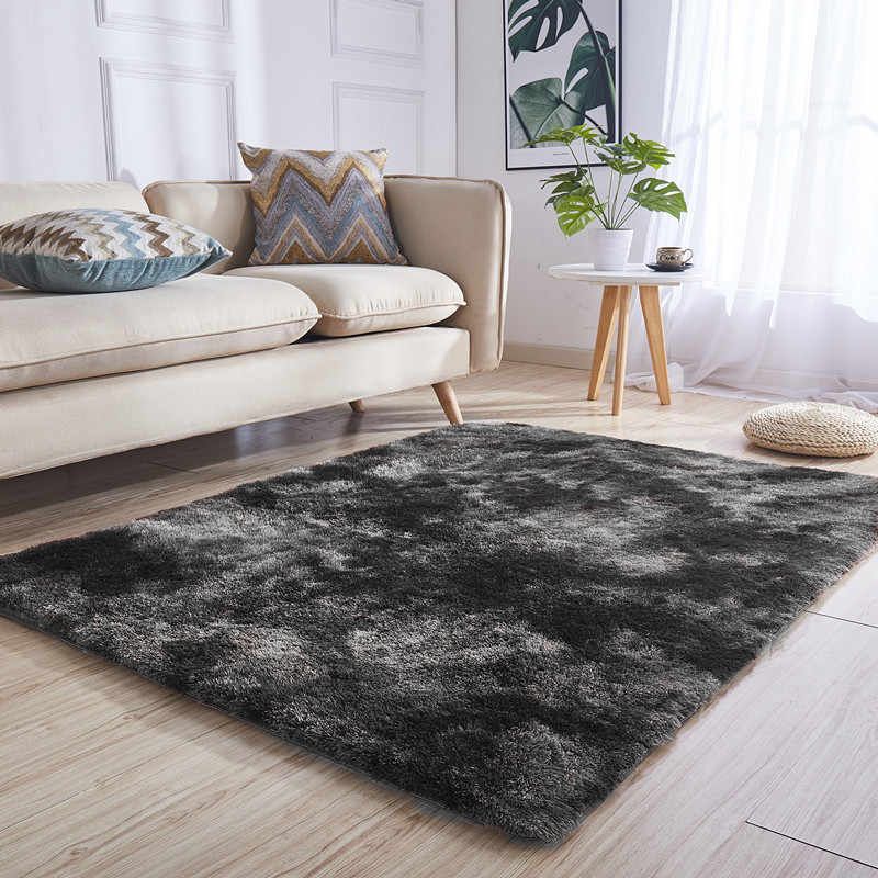 Super Soft and Fluffy Home Décor Non-Slip Rug Carpet-Black (200x150cm)