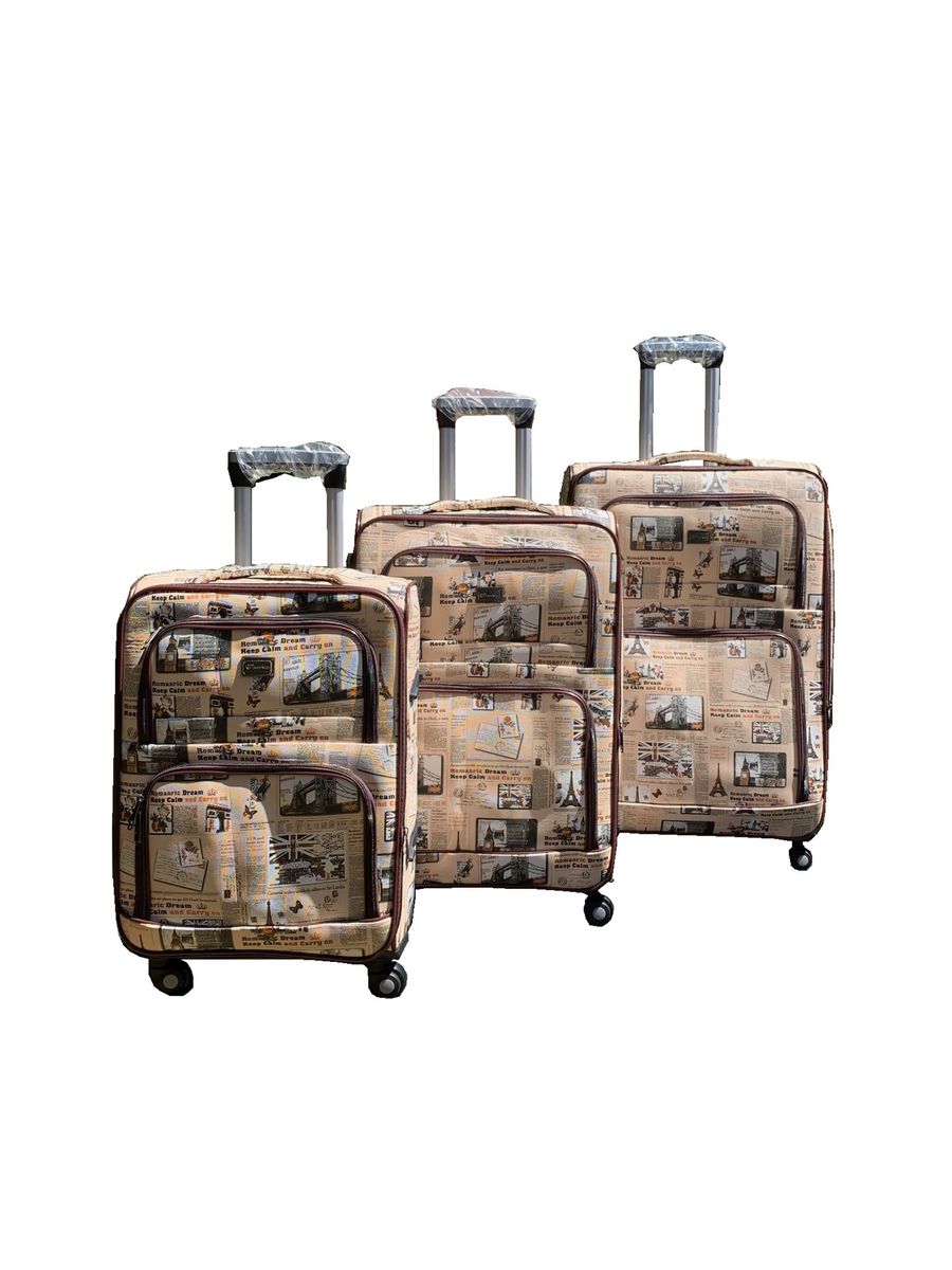 3 Piece Graphic Art PU Leather Travel Luggage Set - Paris Eiffel Tower
