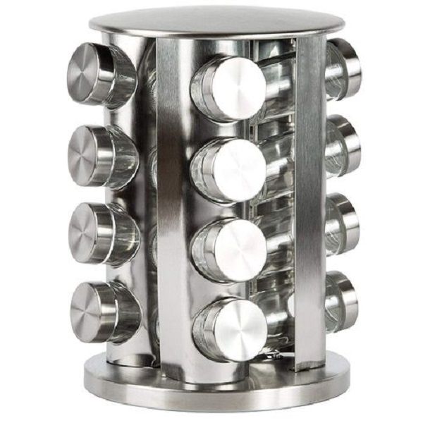 GB 16 Jars Rotating Spice Rack - Silver