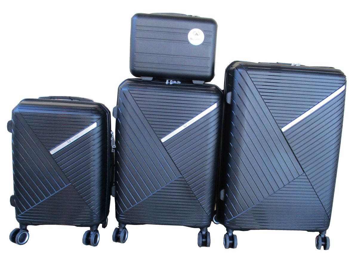 Unbreakable Travel Luggage 4 Piece Suitcases Spinner - Black