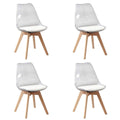 4 Pieces Of Scandinavian Transparent Elk Dining Chairs Set - White